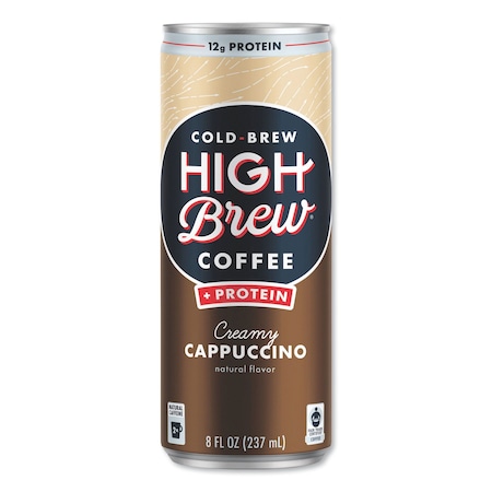High Brew Coffee Cold Brew Coffee + Protein, Creamy Cappuccino, 8 oz Can, 12PK HBC00560